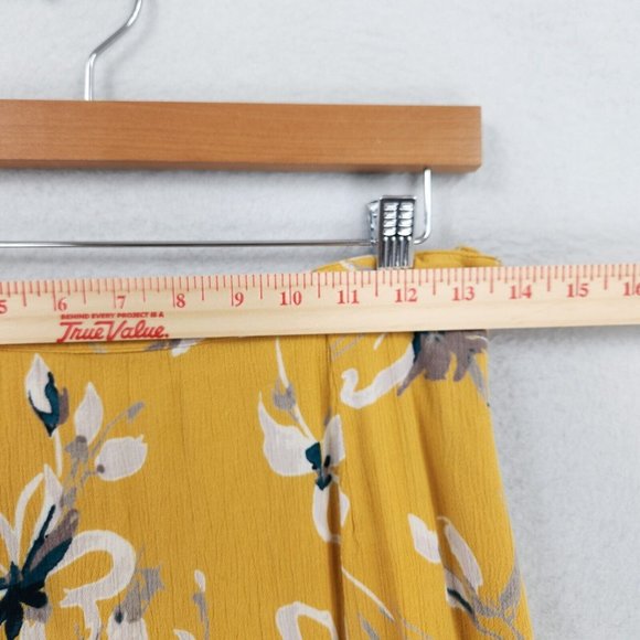 Oneill Skirt Womens Small Yellow Floral Maxi Double Slit Beach Swim Cover Casual - Picture 6 of 16